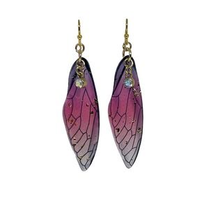 Pink & Purple Butterfly Wing Earrings - Hypoallergenic